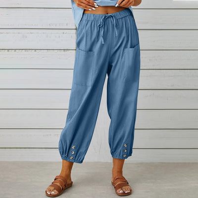 Elda Hosen - Damen Leinen-Capri-Hose für entspannten Komfort im lockeren Stil