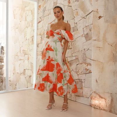 Bella - Langes Bohème-Kleid mit tief ausgeschnittenen Trägern