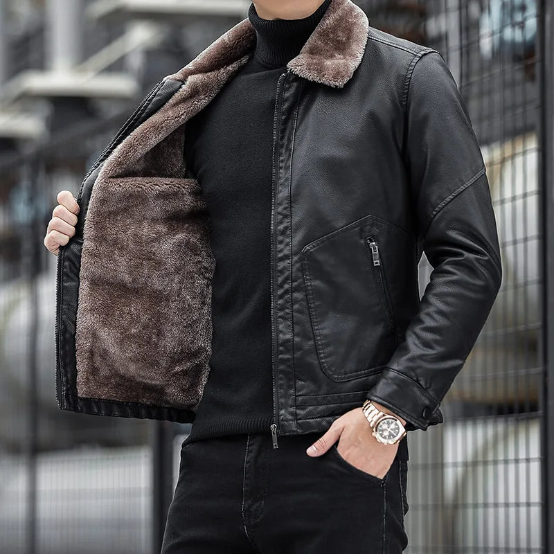 Herren Lederjacke mit Kragen - Leon