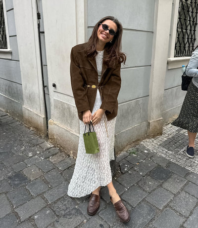 Lose Wildlederjacke mit Retro-Samtaufschlägen - Loise