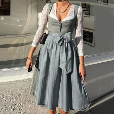 Damen Oktoberfest Dirndl Kleid mit Quadratkragen - Hildegard