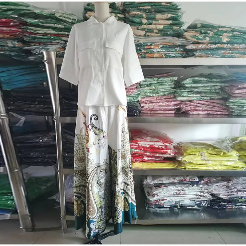 Veronika - Palazzo-Hosen-Set mit Paisley-Muster