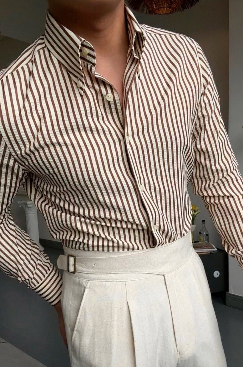 Gestreiftes Herrenhemd im italienischen Schnitt - Savino