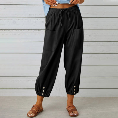 Elda Hosen - Damen Leinen-Capri-Hose für entspannten Komfort im lockeren Stil