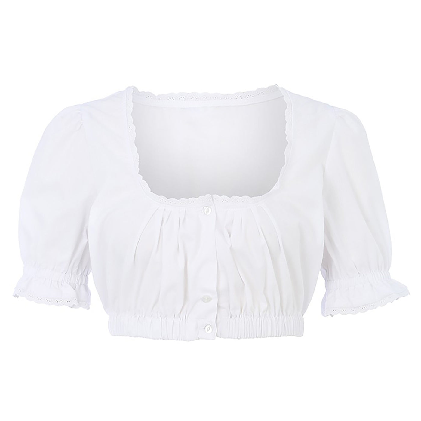 Dirndlbluse Damen Weiß Kurzarm Klassisch - Amalia