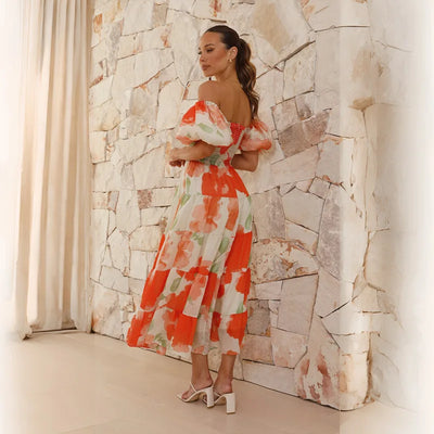 Bella - Langes Bohème-Kleid mit tief ausgeschnittenen Trägern