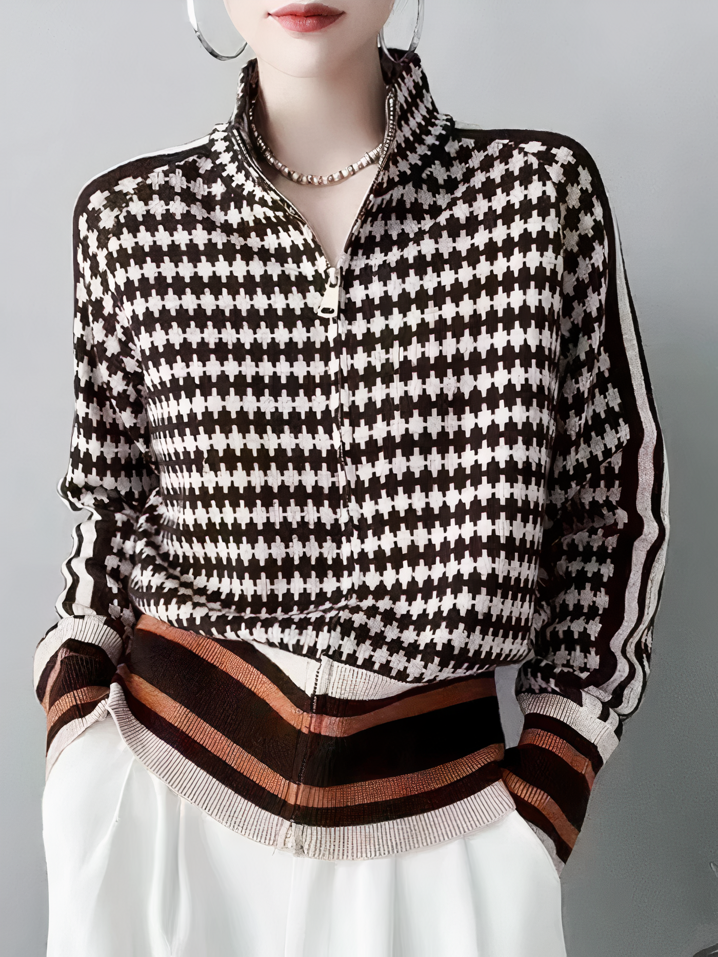 ZARI - Strickjacke mit Karomuster