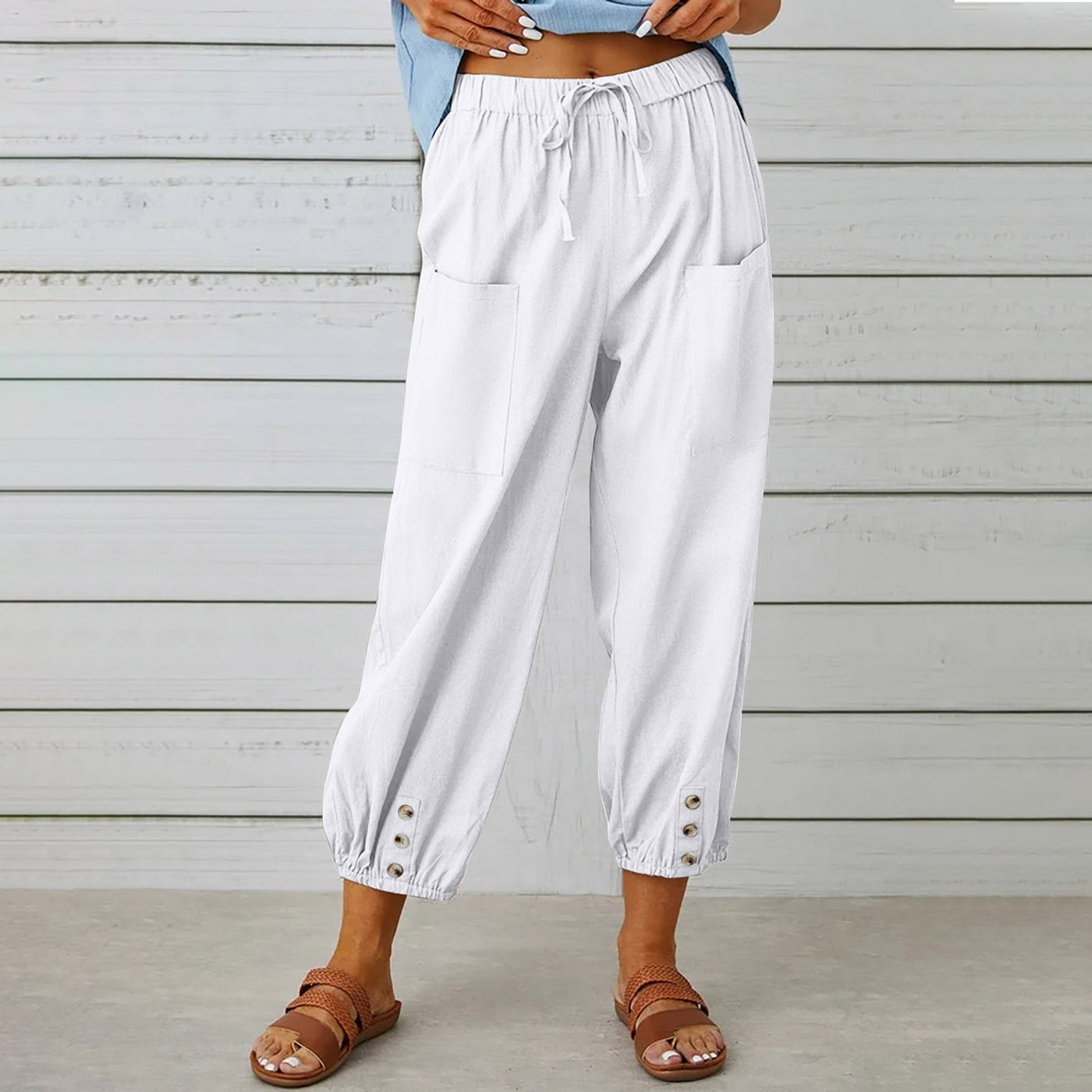Elda Hosen - Damen Leinen-Capri-Hose für entspannten Komfort im lockeren Stil