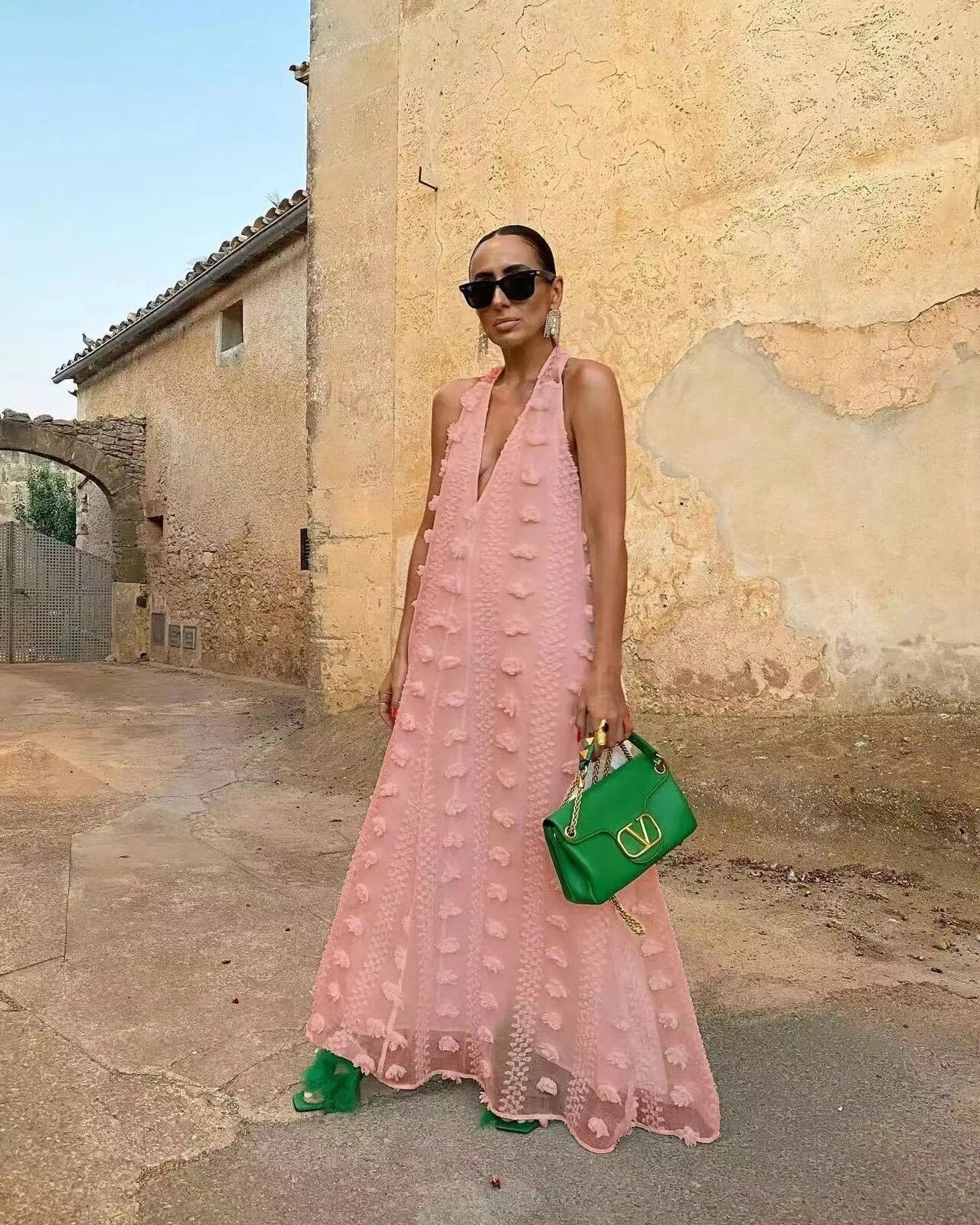 Fumina - Blumenkuchenkleid, modischer Kragen, Bodenabtastung