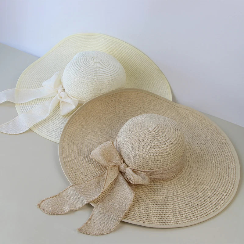 Sommer Frauen Strohhut Bowknot