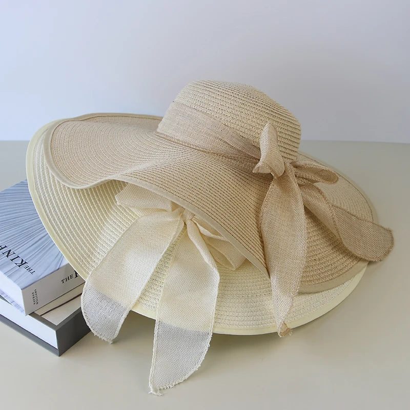Sommer Frauen Strohhut Bowknot