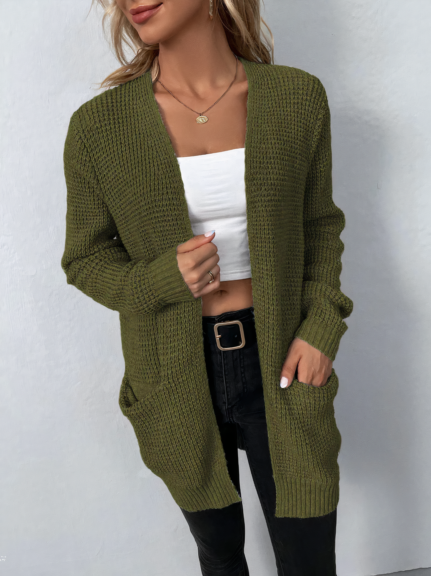 TANJA - Langer Strickjacke mit Taschen