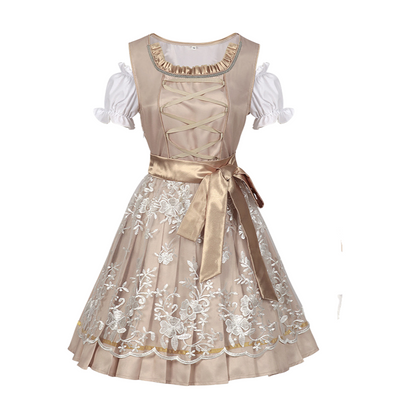 Elegantes Damen Beige Oktoberfest Dirndl Kleid - Clara