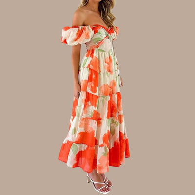 Bella - Langes Bohème-Kleid mit tief ausgeschnittenen Trägern