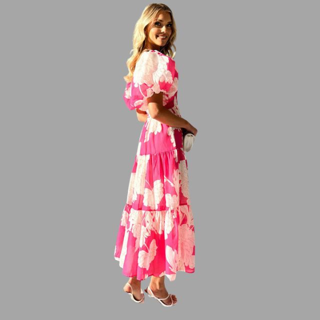 Louella - Langes Blumenkleid mit Rüschenrock