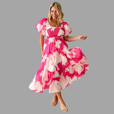 Louella - Langes Blumenkleid mit Rüschenrock