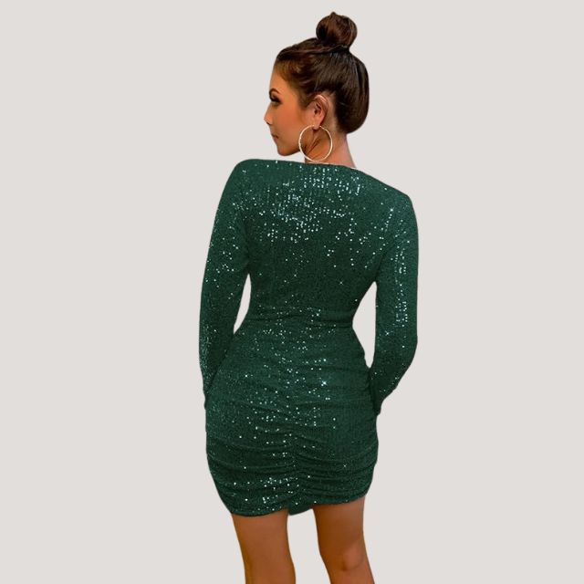 Aurelia - Glitzerndes Paillettenkleid mit V-Ausschnitt