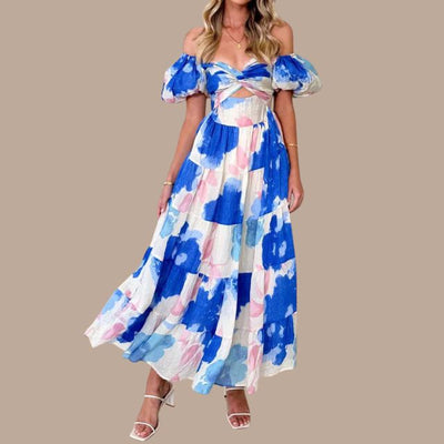 Bella - Langes Bohème-Kleid mit tief ausgeschnittenen Trägern
