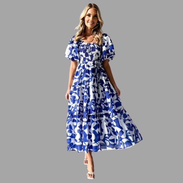 Louella - Langes Blumenkleid mit Rüschenrock