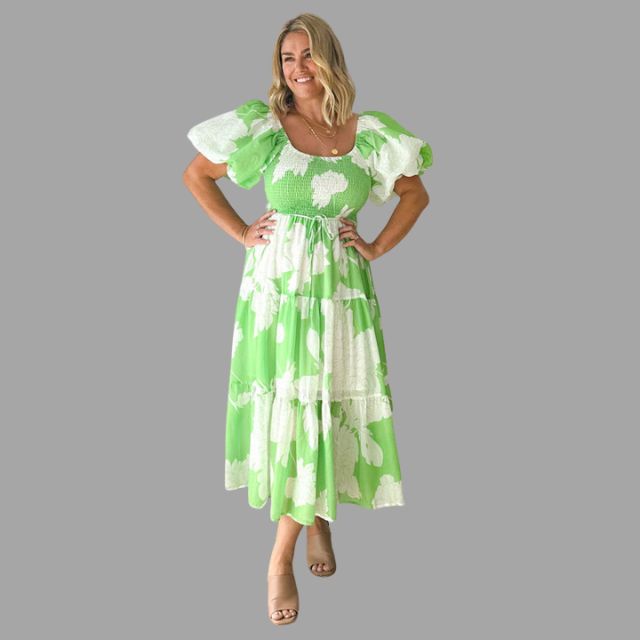 Louella - Langes Blumenkleid mit Rüschenrock