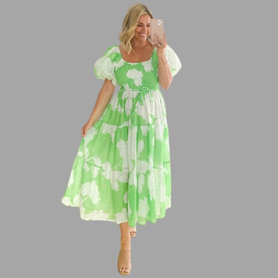 Louella - Langes Blumenkleid mit Rüschenrock