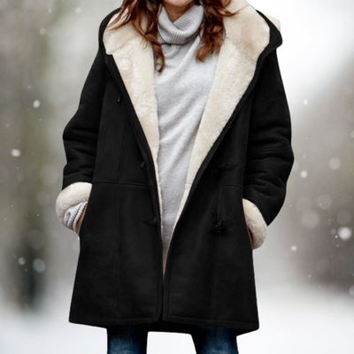 Vania Fleece Wildlederjacke mit halblanger Kapuze