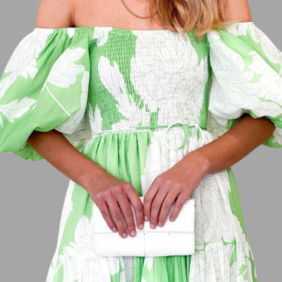 Louella - Langes Blumenkleid mit Rüschenrock