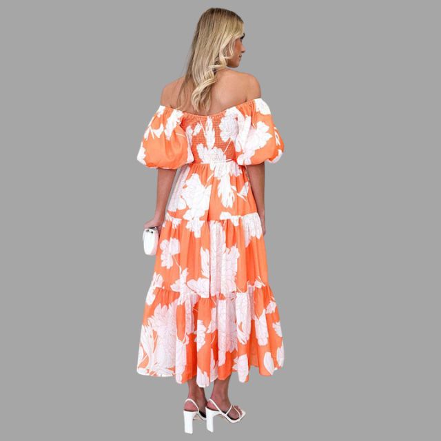 Louella - Langes Blumenkleid mit Rüschenrock