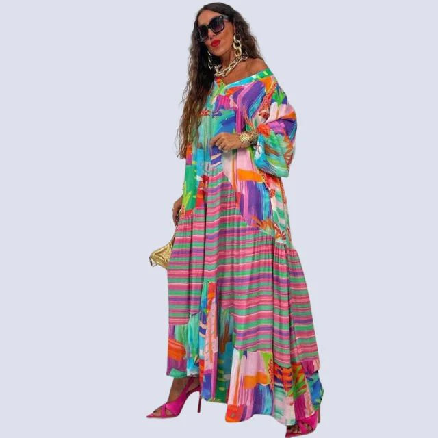 Imelda - Boho Maxikleid mit V-Ausschnitt