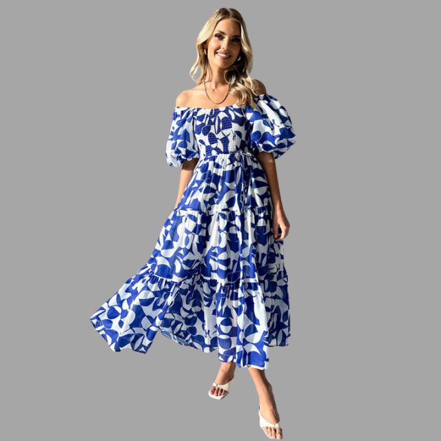 Louella - Langes Blumenkleid mit Rüschenrock