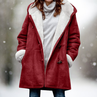 Vania Fleece Wildlederjacke mit halblanger Kapuze