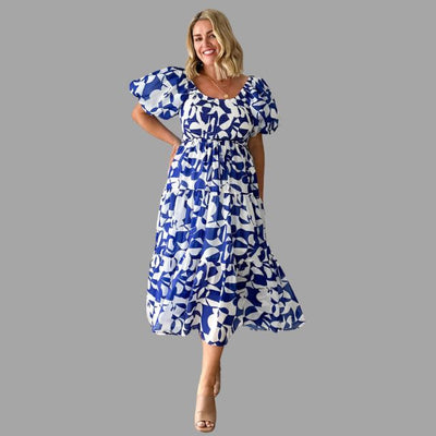 Louella - Langes Blumenkleid mit Rüschenrock