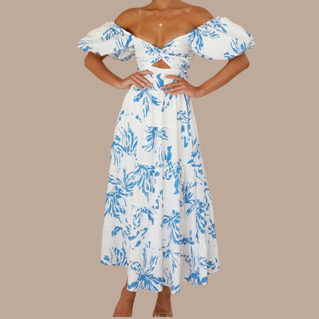 Bella - Langes Bohème-Kleid mit tief ausgeschnittenen Trägern