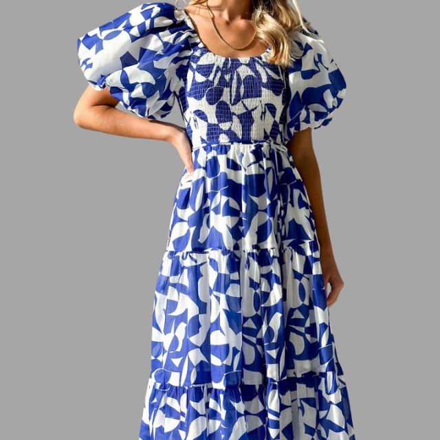 Louella - Langes Blumenkleid mit Rüschenrock