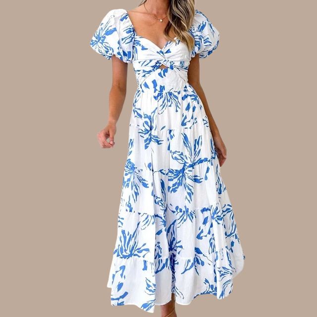 Bella - Langes Bohème-Kleid mit tief ausgeschnittenen Trägern