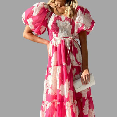 Louella - Langes Blumenkleid mit Rüschenrock