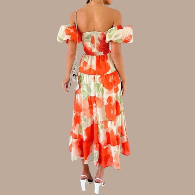 Bella - Langes Bohème-Kleid mit tief ausgeschnittenen Trägern