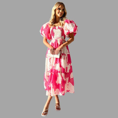 Louella - Langes Blumenkleid mit Rüschenrock