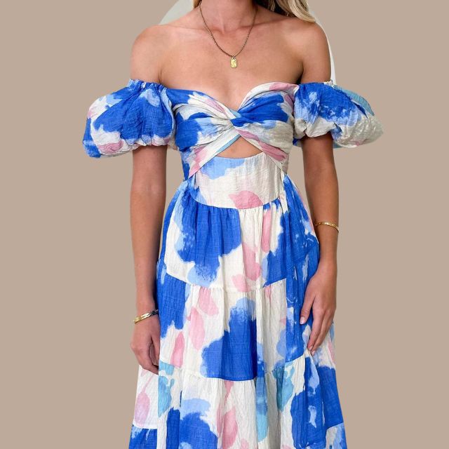 Bella - Langes Bohème-Kleid mit tief ausgeschnittenen Trägern