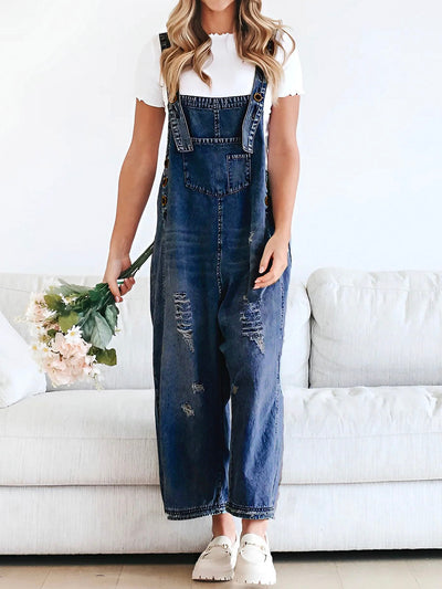 Lockere Passform, Used-Look-Jeansoverall - Jenna