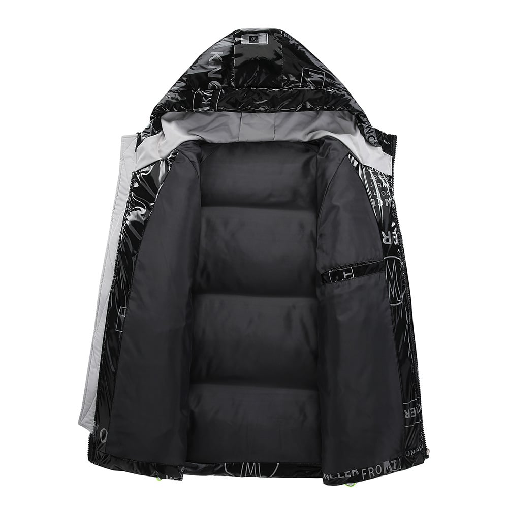 Steppjacke mit Kapuze in Vinyloptik für Männer - Lanuz