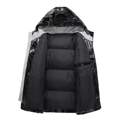 Steppjacke mit Kapuze in Vinyloptik für Männer - Lanuz