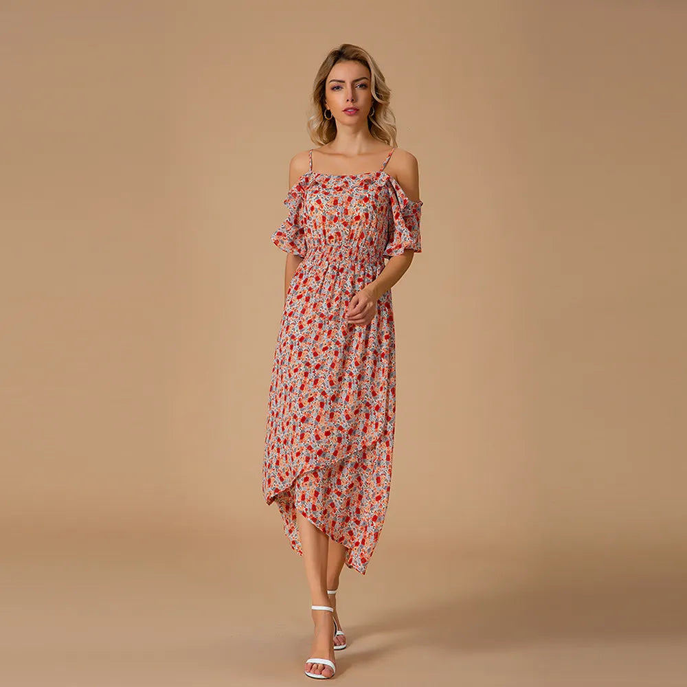 Carla - Frisches geblümtes Midikleid für den Sommer