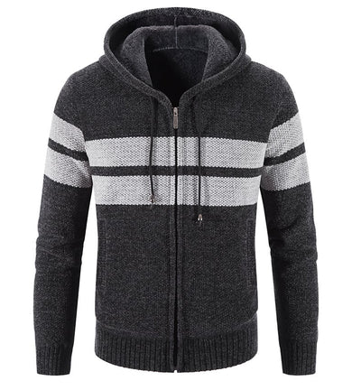 Herrenstrickjacke mit Kapuze und Thermofutter - Tobias