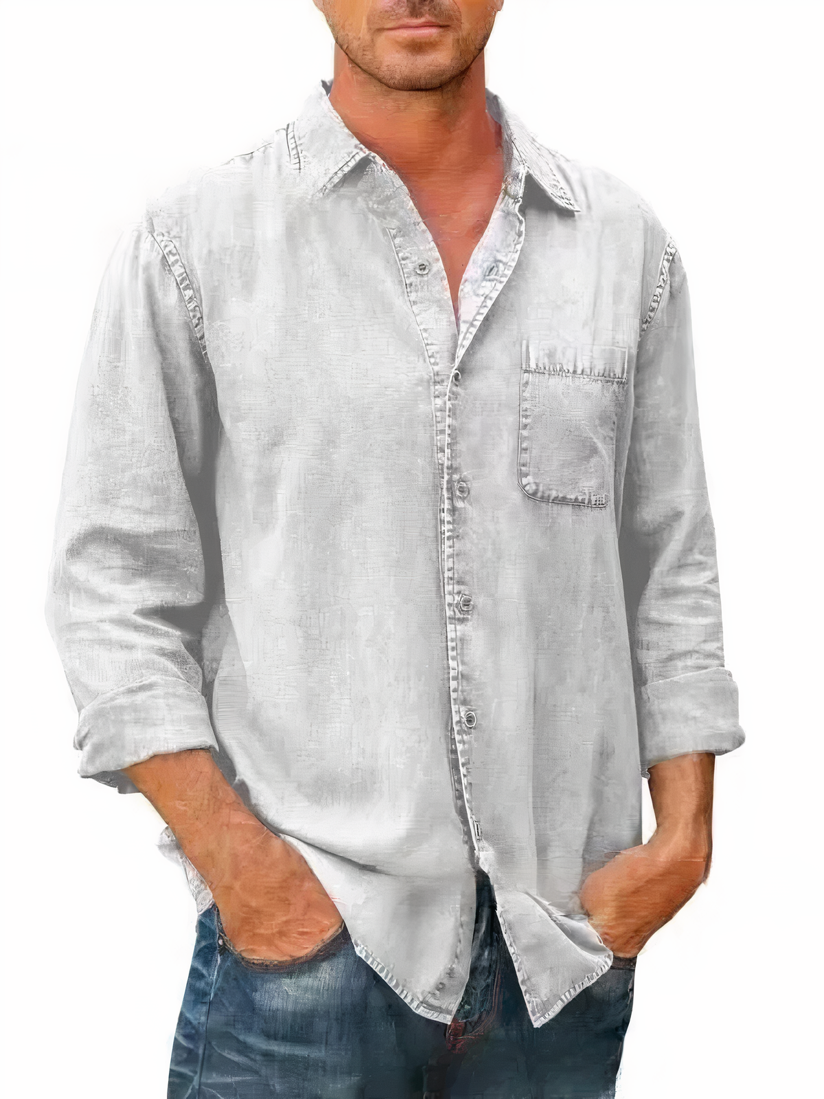 MATEO - Langärmeliges Denim-Hemd