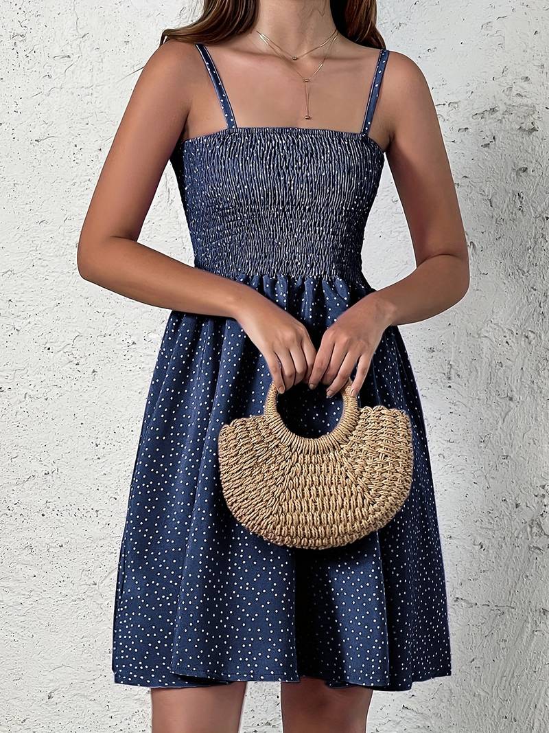 Wilhemina - Gesmoktes Kleid mit Punkten