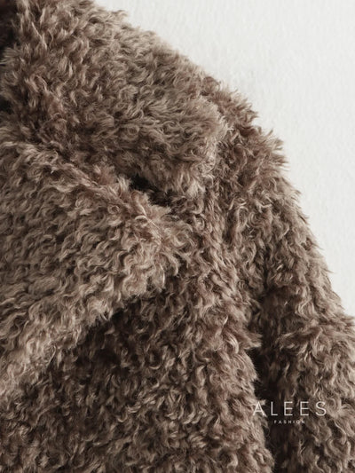 Damen Fleecemantel mit breitem Revers - Daria