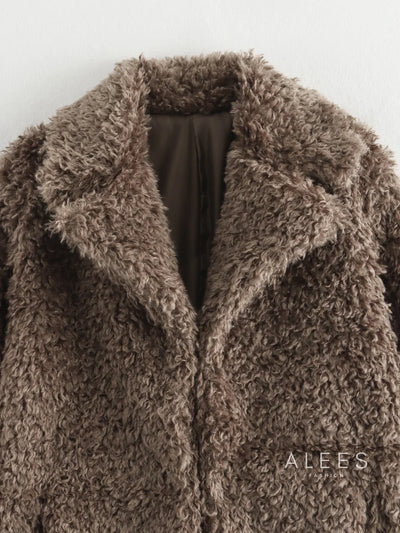 Damen Fleecemantel mit breitem Revers - Daria