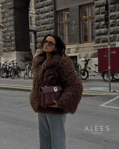 Damen Fleecemantel mit breitem Revers - Daria