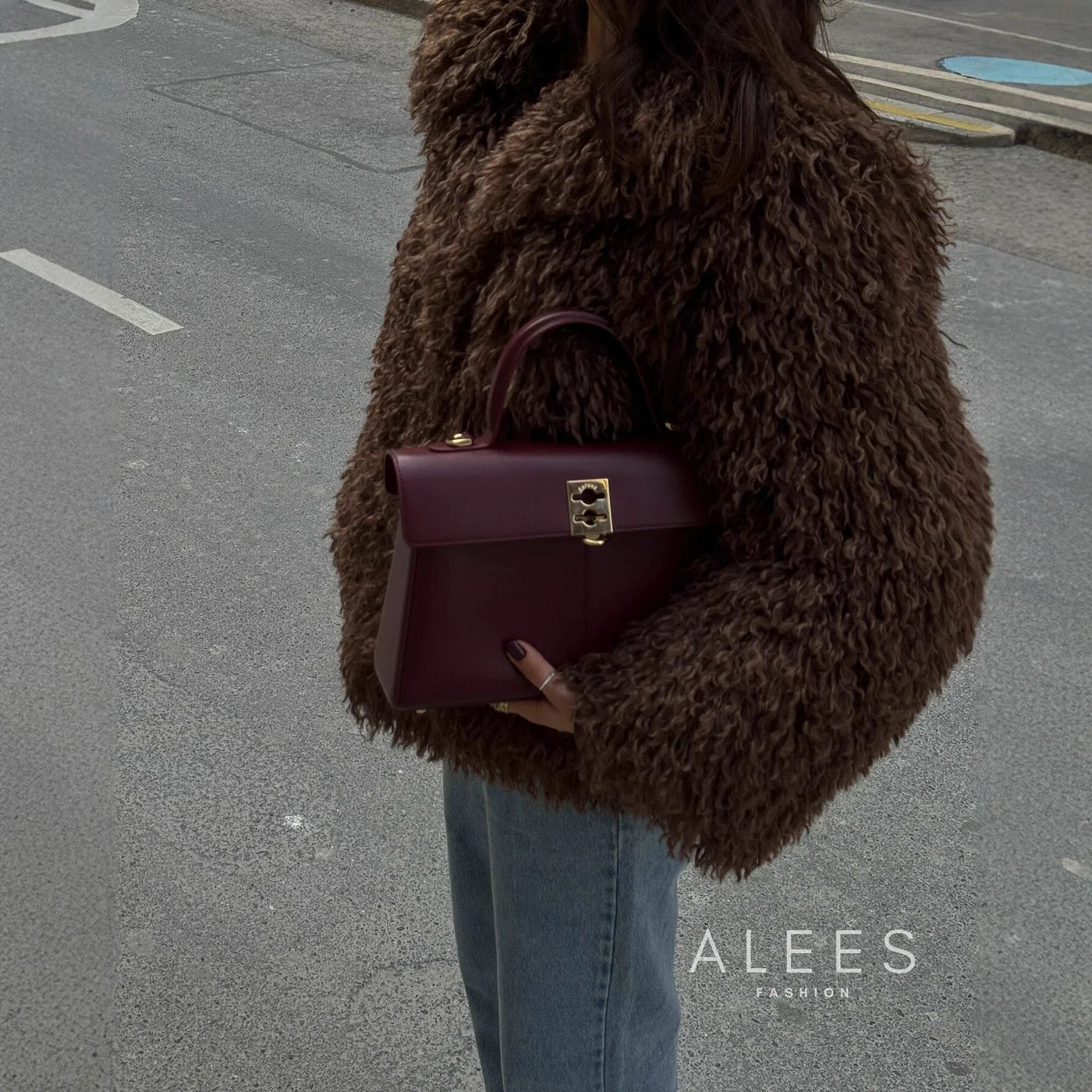 Damen Fleecemantel mit breitem Revers - Daria